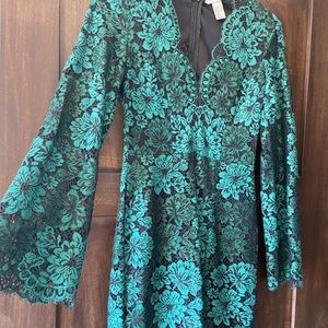 Short Green Lace Dress (Bell Sleeves)